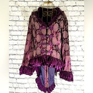 Purple Victorian Women's Laced Corset Tailcoat Jacket Large